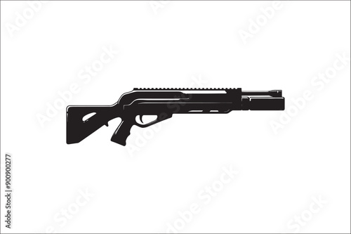 Shotgun Silhouette Illustration. Black Shotgun vector illustration on white background.