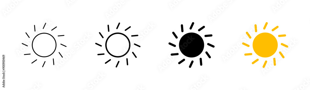 Sun icon set. Brightness Icon vector Sun icon set. Brightness Icon vector