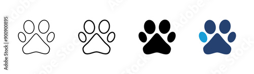 Paw icon set. paw print icon vector. dog or cat paw