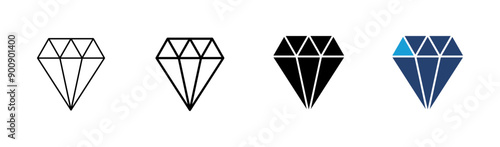 Diamond icon set. diamond gems vector icon.