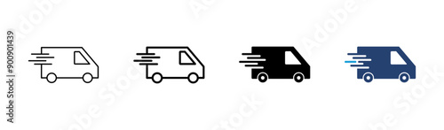 Fast shipping delivery truck icon set. Delivery truck icon. fast delivery icon