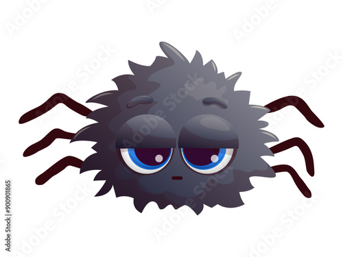 Amusing cartoon spider. Anthropomorphic face. Vector illustration.