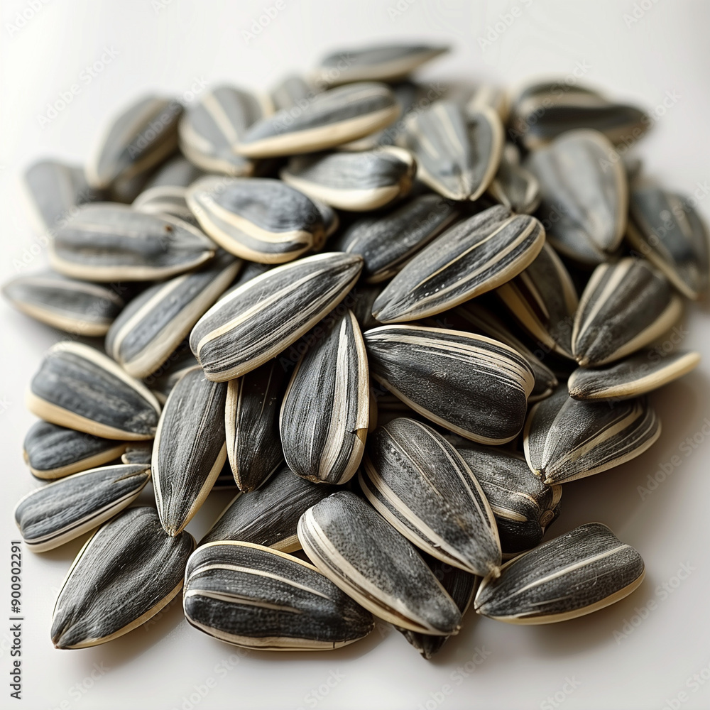 Pure Silver Sunflower Seeds Isolated for Premium Presentation Pure Silver Sunflower Seeds Isolated for Premium Presentation