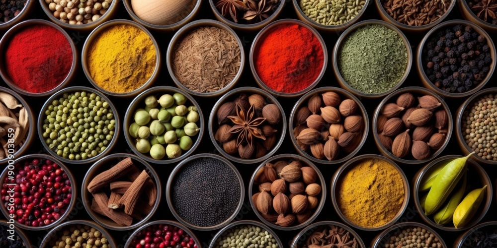 Aromatic Spices in Bowls Aromatic Spices in Bowls