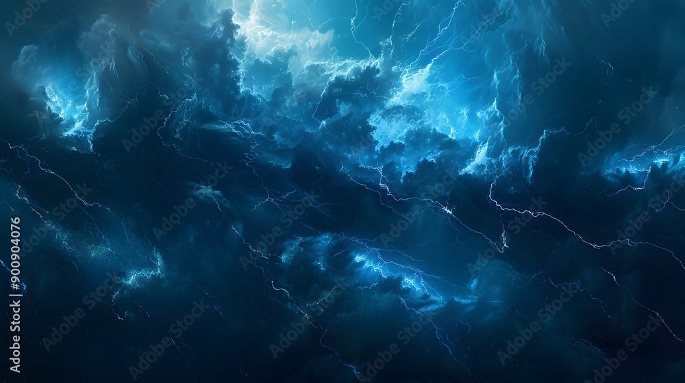 Fototapeta premium Lightenings effect background in blue sky. 