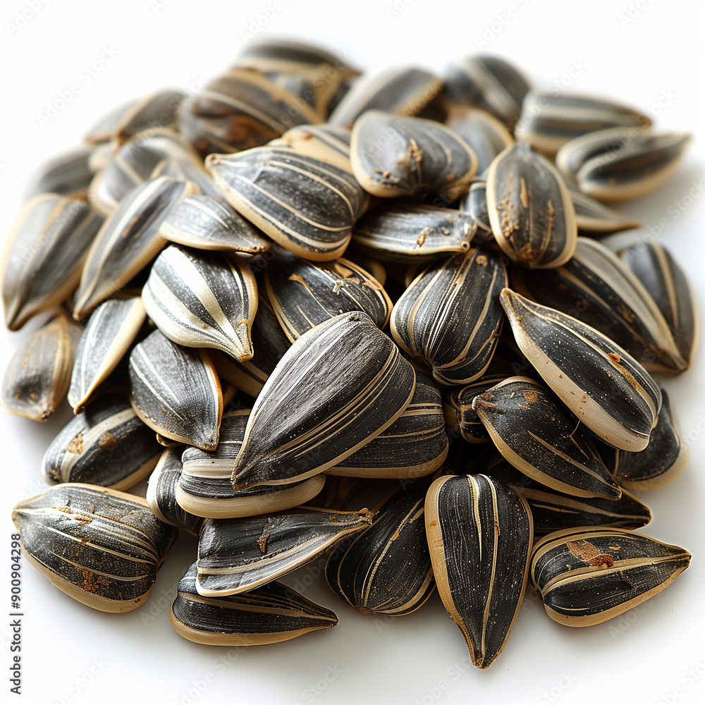 Whole Silver Sunflower Seeds Stock Isolated on a White Background Whole Silver Sunflower Seeds Stock Isolated on a White Background