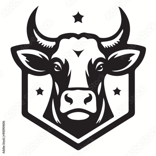 Bull Head Vector Art Black and White Background.eps photo