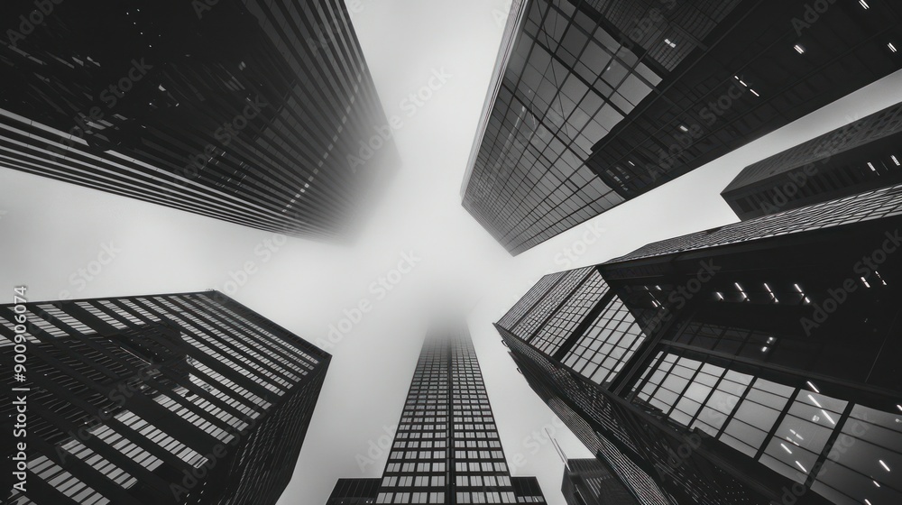 Fototapeta premium Skyward View of Modern Architecture