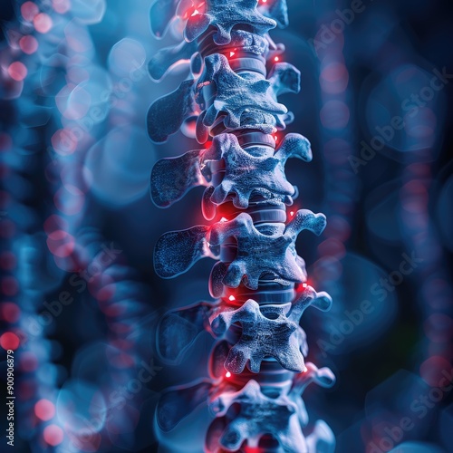 Anatomical image : visual of spine, intricate structure and alignment of vertebrae, highlighting importance of spinal health, its crucial role in supporting human body photo