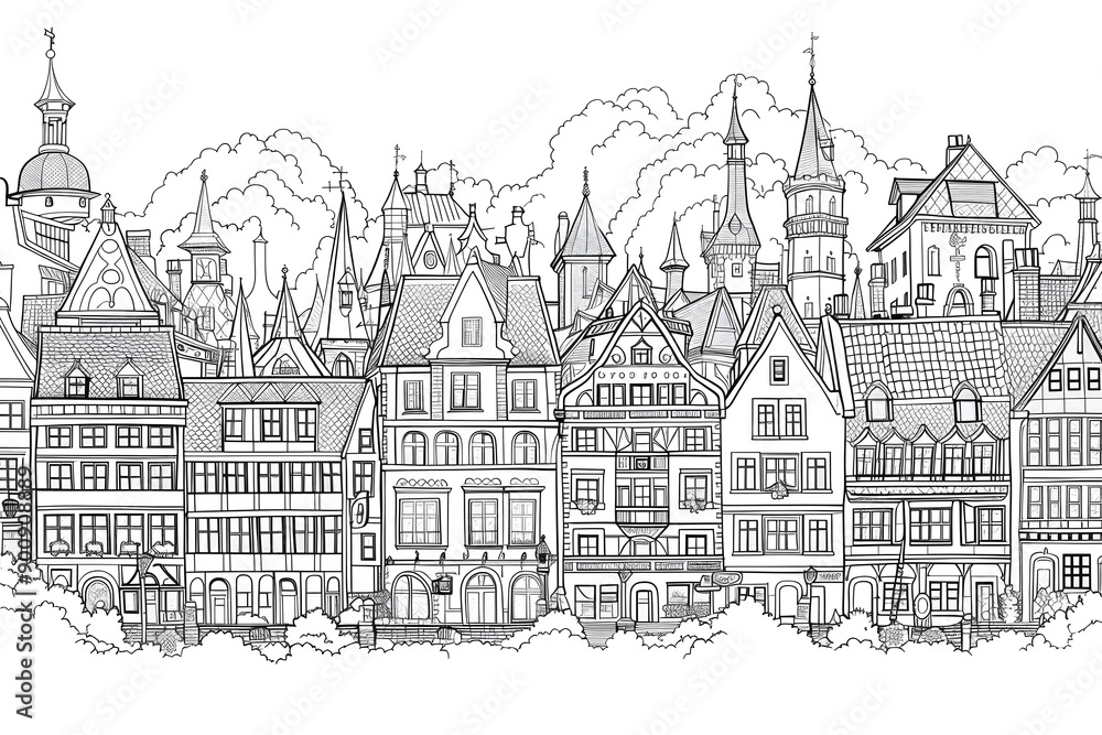 City landscape coloring page City landscape coloring page