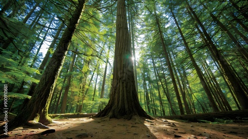 Douglas fir tree in Cathedral Grove, MacMillan Provincial Park, Vancouver island, British Columbia, Canada. 