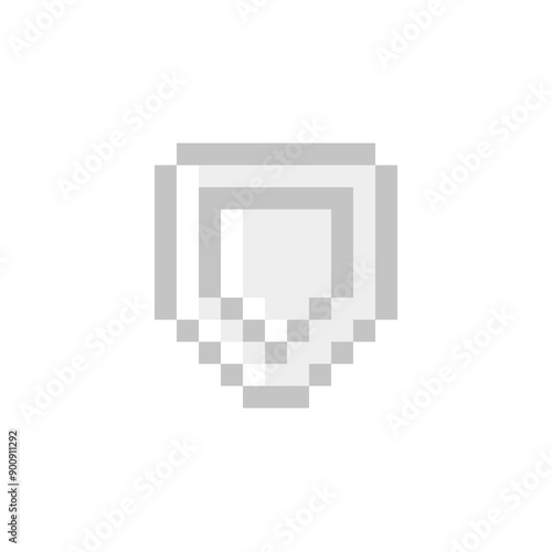 ドットで描かれた銀色の盾イラスト