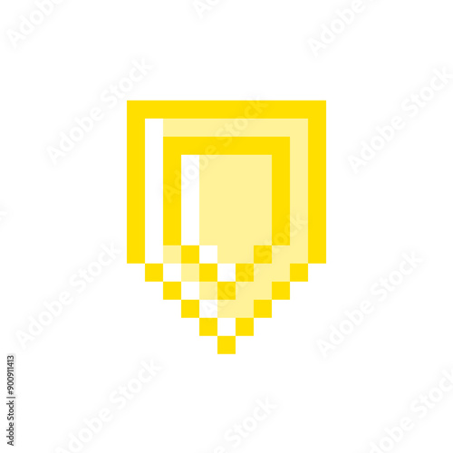 ドットで描かれた黄金色の盾イラスト