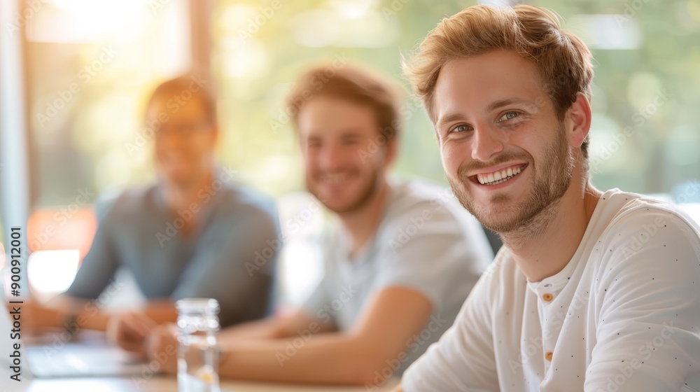 Smiling Young Professionals in Casual Office Smiling Young Professionals in Casual Office