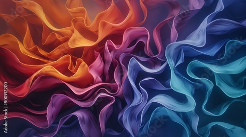 Colorful Flowing Fabric Waves in Abstract Art