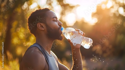 Person Enjoying Refreshing Water After Intense Workout or Exercise Session