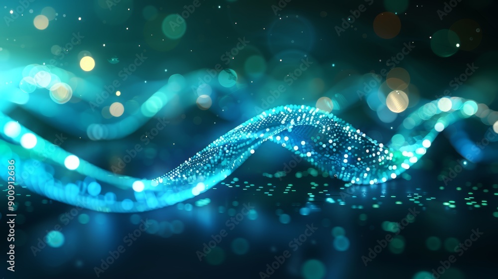 Abstract Blue Wave with Glowing Particles Abstract Blue Wave with Glowing Particles