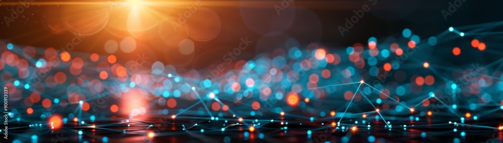 Abstract Digital Network with Bokeh Lights Abstract Digital Network with Bokeh Lights