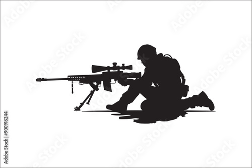 Sniper soldier silhouette military, target, sniper soldier silhouette vector design, sniper vector.