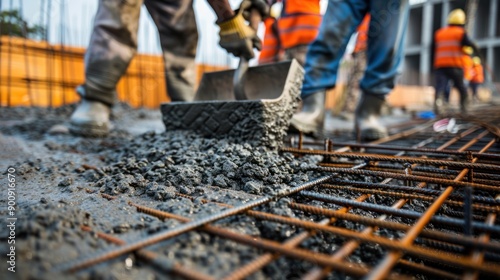 Construction Workers Pouring Concrete