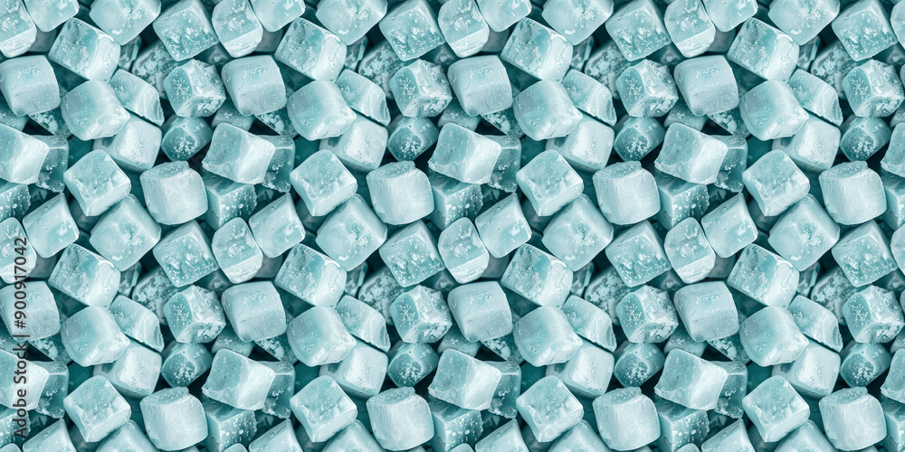 A cute and dreamy, soft and pastel hue of close-up of cube shaped light blue chocolate truffles, each piece showcasing its smooth texture and powdery coating A cute and dreamy, soft and pastel hue of close-up of cube shaped light blue chocolate truffles, each piece showcasing its smooth texture and powdery coating