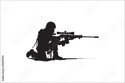 Sniper soldier silhouette military, target, sniper soldier silhouette vector design, sniper vector.