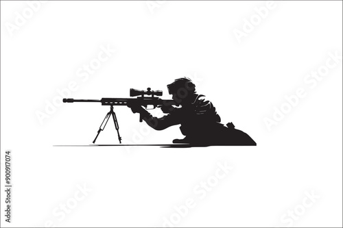 Sniper soldier silhouette military, target, sniper soldier silhouette vector design, sniper vector.