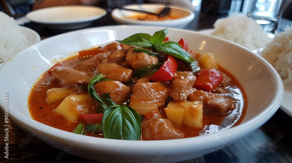 Tender Duck Meat in Rich and Creamy Red Thai Curry with Lychee or Pineapple Tender Duck Meat in Rich and Creamy Red Thai Curry with Lychee or Pineapple
