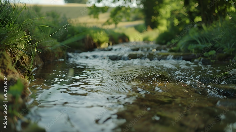 Fototapeta premium Tranquil Stream or River in Serene Natural Landscape