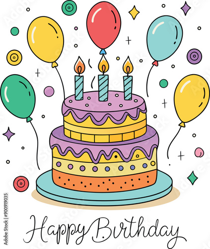 Happy Birthday Day greeting Card vector illustration