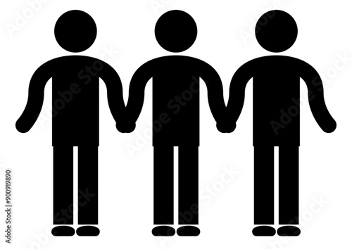 3人で手を繋ぐピクトグラム