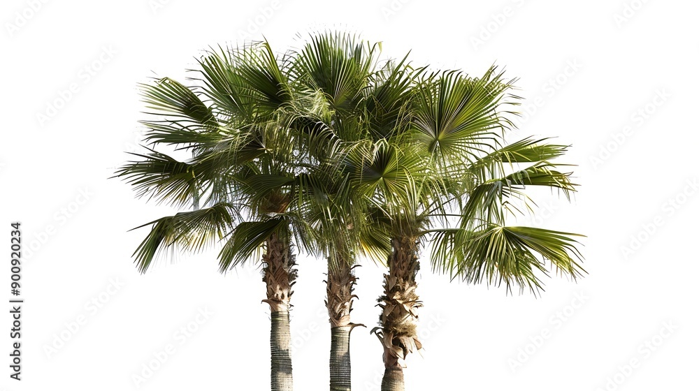 Fototapeta premium Palm trees in summer on white background with clipping path and alpha channel : Generative AI