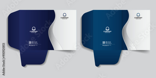 Business presentation folder template for corporate business, business document folder, report cover template with two gradient color.