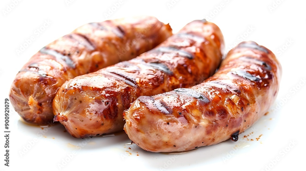 Fried grilled sausage on a white background isolated object Element for design : Generative AI Fried grilled sausage on a white background isolated object Element for design : Generative AI