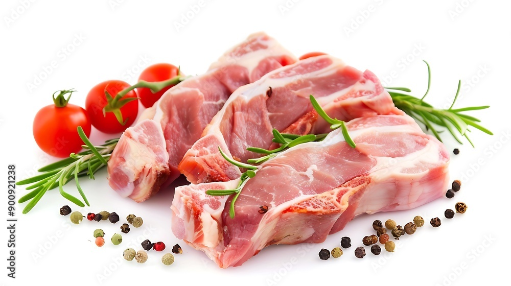 Pork Neck Meat isolated on white Background : Generative AI Pork Neck Meat isolated on white Background : Generative AI