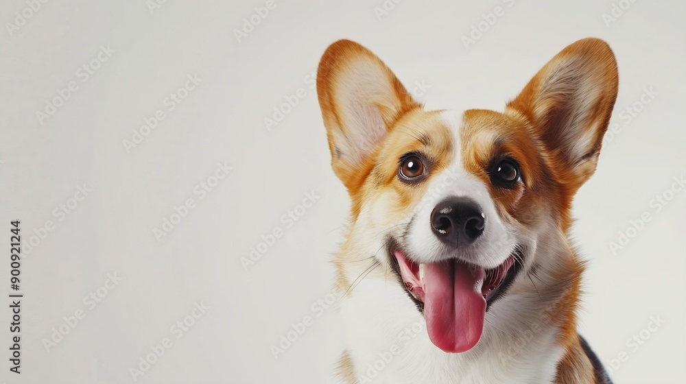 smiling corgi dog with tongue out on white background : Generative AI smiling corgi dog with tongue out on white background : Generative AI