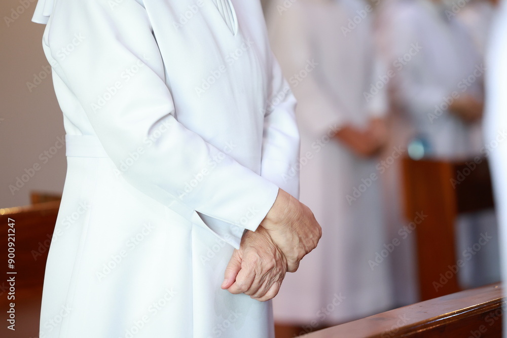 Fototapeta premium Close-up of child hold candle in hand and waiting