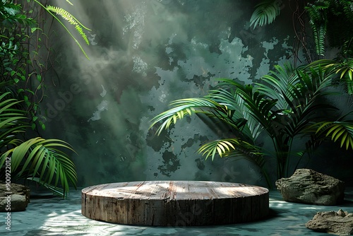 Fototapeta Naklejka Na Ścianę i Meble -  Tropical jungle podium background