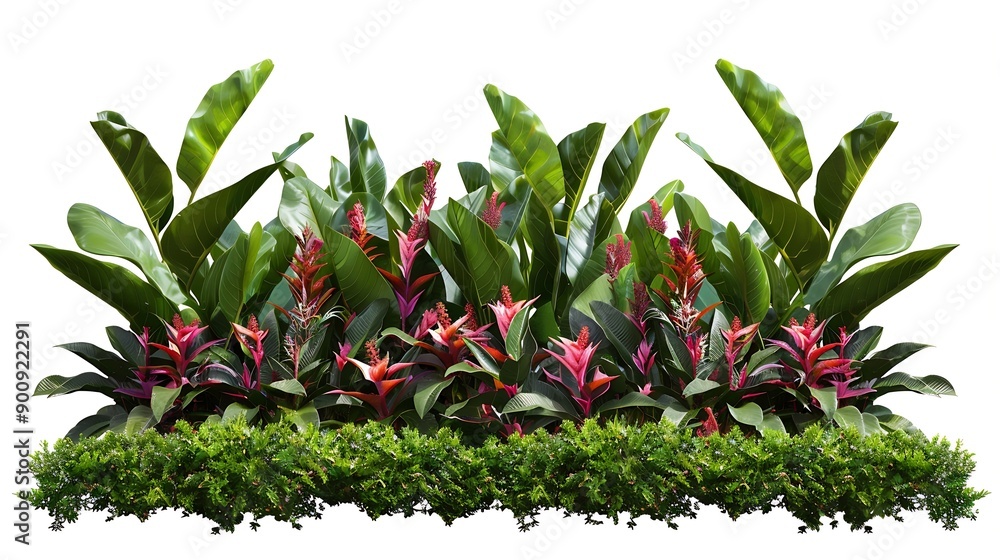 Flower bush shrub tree plant isolated tropical jungle plant with clipping path : Generative AI Flower bush shrub tree plant isolated tropical jungle plant with clipping path : Generative AI