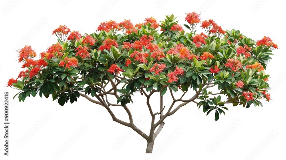 Tropical plant flower bush shrub tree isolated on white background with clipping path : Generative AI Tropical plant flower bush shrub tree isolated on white background with clipping path : Generative AI