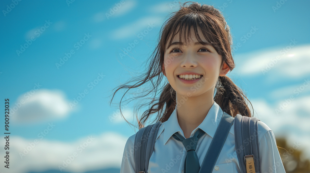 笑顔の爽やかな女子高生 笑顔の爽やかな女子高生