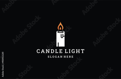 candle light logo, icon and symbol, vector illustration design