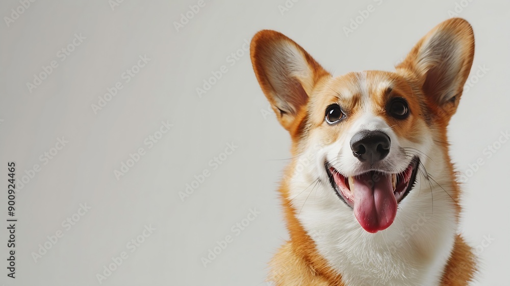 smiling corgi dog with tongue out on white background : Generative AI smiling corgi dog with tongue out on white background : Generative AI
