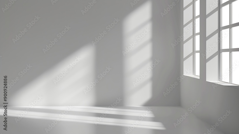 Abstract white 3d studio background for product presentation Empty gray room with shadows of window Display product with blurred backdrop Banner : Generative AI Abstract white 3d studio background for product presentation Empty gray room with shadows of window Display product with blurred backdrop Banner : Generative AI