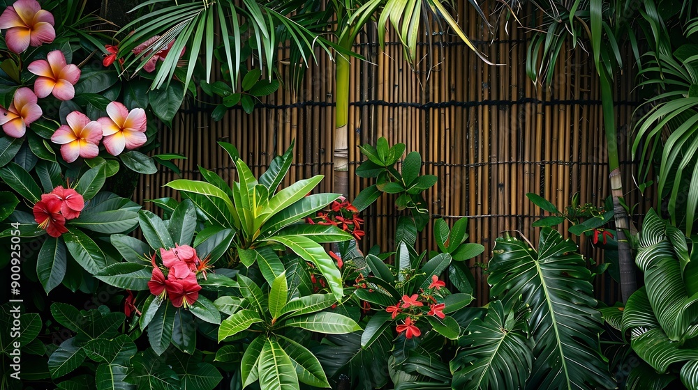 Tropical Flower shrub bush fence tree isolated plant : Generative AI Tropical Flower shrub bush fence tree isolated plant : Generative AI