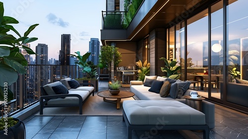 Penthouse exterior view 3D rendering : Generative AI