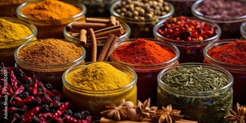 Aromatic Spices in Glass Jars