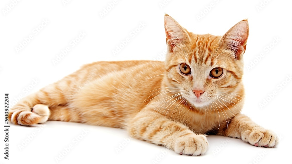 Beautiful cute orange cat isolated on white background File contains clipping path : Generative AI Beautiful cute orange cat isolated on white background File contains clipping path : Generative AI