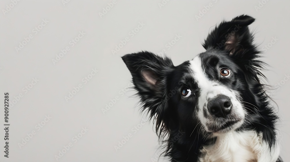 Studio portrait of a cute Border Collie dogisolated on a white background : Generative AI Studio portrait of a cute Border Collie dogisolated on a white background : Generative AI