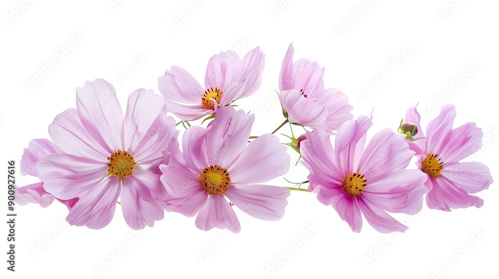Fototapeta premium Pink cosmos flowers in a floral arrangements isolated on white background : Generative AI